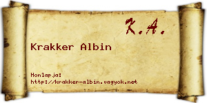 Krakker Albin névjegykártya